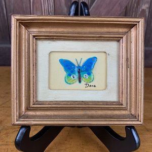 Vintage Butterfly Handpainted & Signed by Dora